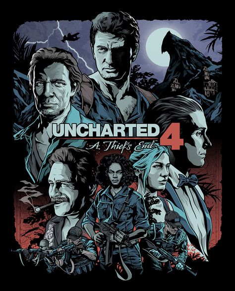 Steelbook Art Uncharted A Thief's End, Uncharted Game, Uncharted Series, A Thief's End, Uncharted 4, Video Game Posters, Nathan Drake, Dog Games, Fabric Poster