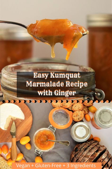 Easy Kumquat Marmalade Recipe with Ginger - Very Vegan Val Kumquat Marmalade Recipes, Kumquat Marmalade, Recipe With Ginger, Kumquat Recipes, Toast Toppers, Marmalade Recipe, Vegan Yogurt, Homemade Salads, Candied Fruit