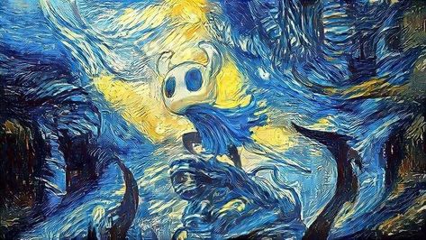 Hollow Knight Pfp, Orihime Bleach, Van Gogh Painting, Hollow Night, Hollow Art, Arte Van Gogh, A Starry Night, 다크 판타지, Knight Art