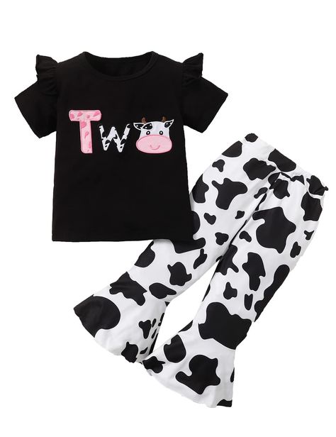 PRICES MAY VARY. Cotton Blend Imported No Closure closure Machine Wash 2nd birthday girl outfit,two year old birthday shirt,girls birthday outfit,it's a best 2 year old girl birthday gift for your baby Two years old birthday cow clothes,cow is a very popular element and the unique flared pants design makes this outfit very cute The embroidery print of this 2nd birthday top is of good quality,don't worry about the print being damaged The fabric of the clothes is soft,comfortable,breathable,elasti Two Year Old Birthday Outfit, Two Year Old Birthday Shirt, Cow Clothes, 2nd Birthday Outfit Girl, Cow Birthday Shirt, Two Year Old Birthday, Birthday Cow, Cow Outfits, 2nd Birthday Outfit