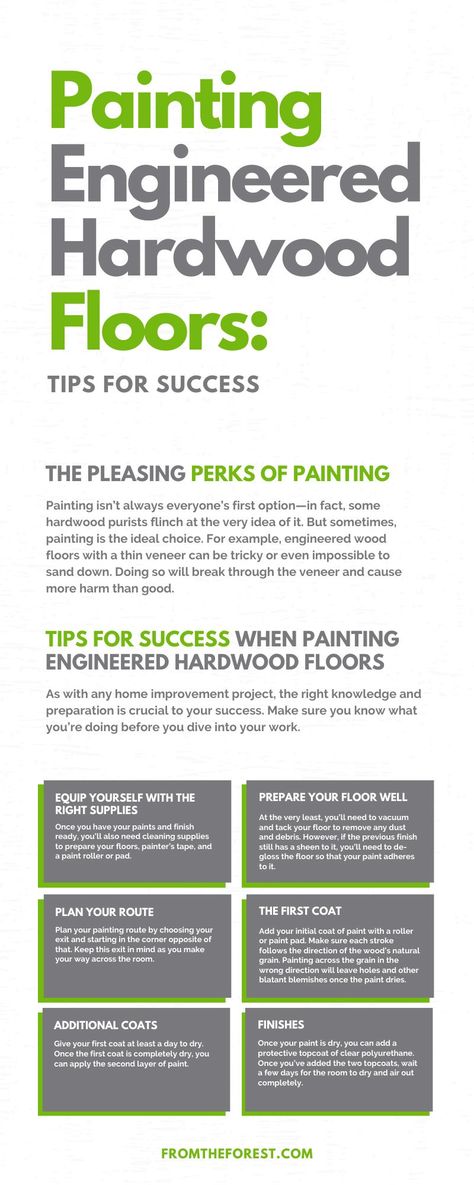 Painting Engineered Hardwood Floors: Tips for Success Painted Wood Floors, Bedroom Addition, Tips For Success, Engineered Flooring, Engineered Hardwood Flooring, Exposed Wood, Engineered Wood Floors, Painted Floors, Types Of Painting