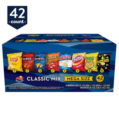 Frito Lay Classic Mix Chips Variety Pack, 38.75 oz, 42 Count Fritos Corn Chips, Doritos Nachos, Popcorn Snacks, Frito Lay, Kettle Chips, Flavored Popcorn, Summer Birthday Party, On The Go Snacks, Sour Cream And Onion