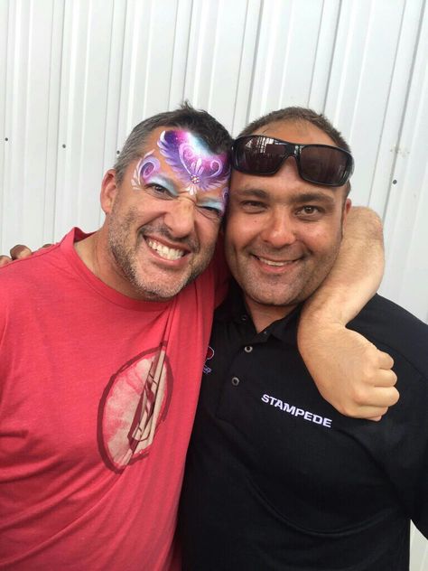 Tony Stewart and Donny Schatz Grass Roots, Tony Stewart, Nascar Drivers, Kids Zone, Having Fun, Carnival Face Paint, Pop Art