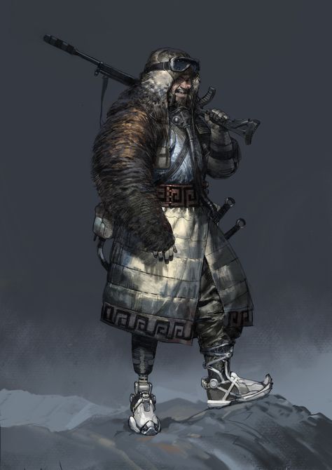 ArtStation - Mongolian, Faraz Shanyar Mongolia Character Design, Mongolian Character Design, Mongolian Armor, Faraz Shanyar, Terran Empire, Dieselpunk Art, Cyberpunk Male, Npc Ideas, Waste Land