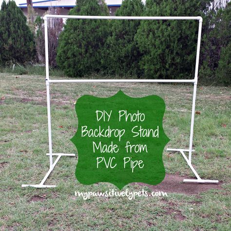 We made our own DIY photo backdrop stand using PVC pipe. Great for taking photos of pets! Pet Photo Backdrop Ideas, Diy Party Backdrop Stand, Diy Photo Backdrop Stand, Photo Backdrop Frame, Pvc Backdrop Stand, Pet Websites, Diy Backdrop Stand, Pvc Backdrop, Photo Backdrop Stand