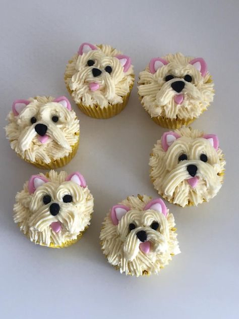 Dog Cupcakes Decoration, Dog Themed Cupcakes, Animal Cupcakes Easy, Puppy Dog Cupcakes, Puppy Cupcakes, Christmas Cupcakes Decoration, Dog Cupcakes, 80 Birthday Cake, Puppy Cake