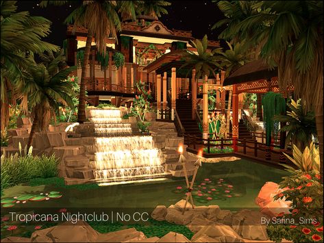 Beach Mansion, Jungle House, Thai House, Sims 4 House Design, Casas The Sims 4, Sims House Plans, Jungle Adventure, Sims 4 Downloads, Glass Roof