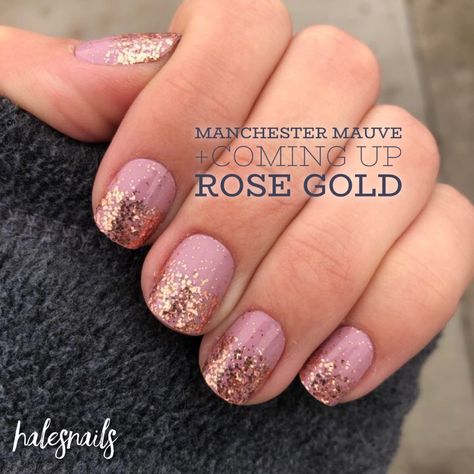 Manchester Mauve Coming Up Rose Gold Color Street Gold Accent Nail, Accent Nail Designs, Nail Color Combos, Glitter Accent Nails, Street Nails, Get Nails, Birthday Nails, Color Street Nails, Accent Nails