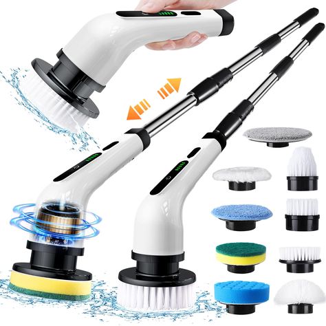 PRICES MAY VARY. 【Efficient and Labor Saving】The Uidducpu electric Spin scrubber has superb cleaning ability to effectively remove stubborn stains and dirt. With its efficient cleaning performance, it takes only half the time of traditional cleaning methods to complete the job, allowing you to say goodbye to tedious floor scrubbing and have more leisure time. 【Electric Cordless Design, Dual Speed and Efficient】The Electric Spin Scrubber is a revolutionary cleaning tool that combines electricity Cleaning Bathroom, Electric Cleaning Brush, Power Shower, Floor Kitchen, Shower Scrubber, Best Cleaning Products, Bathroom Tub, How To Clean Makeup Brushes, Clean Makeup