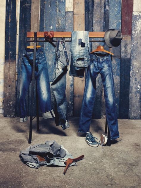 Denim Display, Selvage Denim Jeans, Clothing Store Design, Selvage Denim, Jeans Store, Replay Jeans, Denim Inspiration, Moda Jeans, Denim Wear