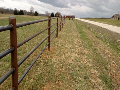 IMG_20170329_155720894 sq Pipe Fence Entrance, Pipe Fence Ideas, Cattle Fencing, Farm Fence Gate, Farm Gates Entrance, Ranch Fence, Cattle Pens, Pipe Fence, Prairie Landscape