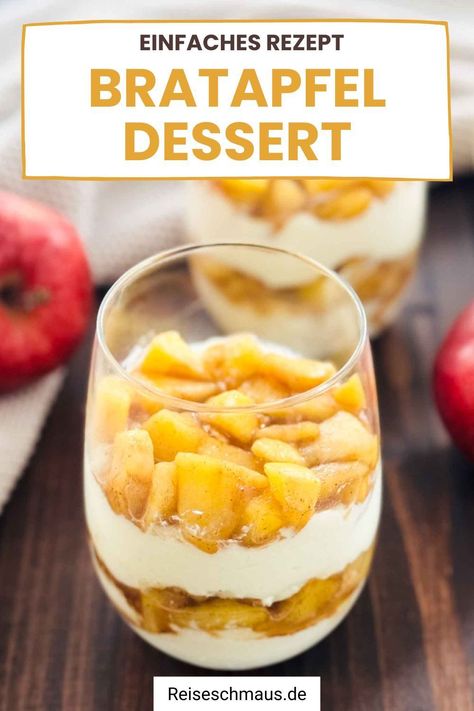 Mein schnelles Bratapfel-Dessert ist perfekt für Weihnachten oder Silvester und gelingt ganz einfach. Winter Desserts, Party Desserts, Sweet Snacks, Finger Foods, Food Hacks, Food And Drink, Blogger, Dessert, Snacks