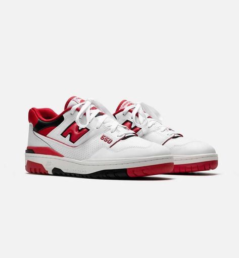 Red And White Sneakers, New Balance 550s, Dream Shoe, Team Red, Shoes Cute, Cute Sneakers, Trendy Sneakers, Red Fire, Dream Shoes