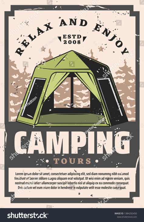 Camping travel tours and outdoor hiking trips grunge retro poster. Vector scout hikers camp tent in forest or mountains, sport and recreational tourism activity #Ad , #AFFILIATE, #grunge#trips#retro#Vector Camp Tent, Hiking Trips, Retro Vector, Professional Business Cards, Travel Tours, Hiking Trip, Outdoor Hiking, Tent Camping, Retro Poster