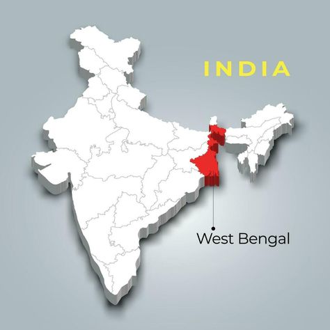 West Bengal state map location in Indian 3d isometric map. West Bengal map vector illustration West Bengal Map, Maps Aesthetic, Isometric Map, 3d Isometric, Moral Stories For Kids, India Map, Creative Advertising Design, Map Vector, State Map