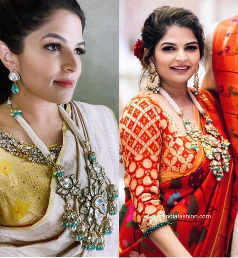 Inside Viranica Manchu's Stunning Indian Jewellery Collection! Viranika Manchu Sarees, Viranica Manchu Jewellery, Viranica Manchu, Kundan Haram, Rekha Saree, Heavy Jewellery, Heavy Jewelry, Nana Jewelry, Coral Jewellery