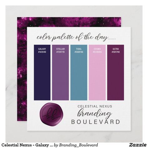 Celestial Nexus - Galaxy Themed Color Palette Card Blush Color Palette, Purple Palette, Purple Color Palettes, Shelving Ideas, Color Schemes Colour Palettes, Color Palette Pink, Green Colour Palette, Color Palette Design, Wedding Color Palette