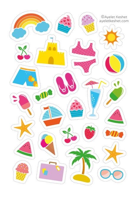 Free cute printable stickers Journal Stickers Printable Aesthetic, Stickers Printable Aesthetic, Journal Stickers Printable, Vintage Journal Stickers, Festa Pool Party, Printables Stickers, Summer Printables, Birthday Party Stickers, Free Printable Stickers