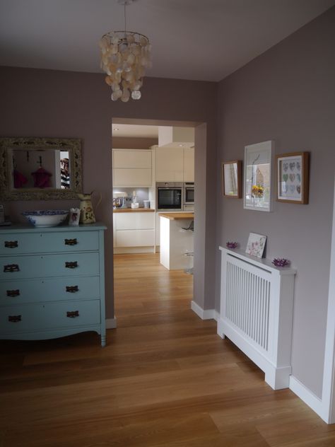 Hallway. Soft truffle walls by Dulux. Radiator cover made by Jali, woodwork in Dulux timeless. Edwardian drawers upcycled & painted in farrow & ball Soft Truffle Dulux Paint Bedroom, Soft Truffle Dulux Paint Living Room, Soft Truffle Dulux Paint, Dulux Paint Bedroom Ideas, Dulux Paint Living Room, Edwardian Drawers, Rad Covers, Dulux Timeless, Garden Room Interiors