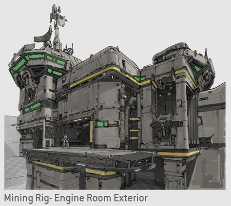 Halo 5 Concept- Rig Engine Room Scifi Building, Scifi Environment, Sci Fi Building, Sci Fi Architecture, Sci Fi Props, Halo 5, Engine Room, Sci Fi Environment, Concept Art World