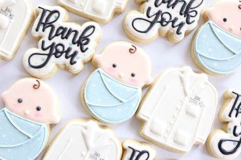 My Two Cookies on Instagram: “A sweet thank you gift for a labor and delivery doctor!💙 . . . #mytwocookies #babyboycookie #babyboycookies #cookiedecorating #royalicing…” Cookies For Labor And Delivery Nurses, Nicu Nurse Thank You Cookies, Labor And Delivery Thank You Cookies, Labor And Delivery Cookies Decorated, Labor And Delivery Cookies, Labor Cookies, Grad Cookies, Nurse Cookies, Baby Boy Cookies