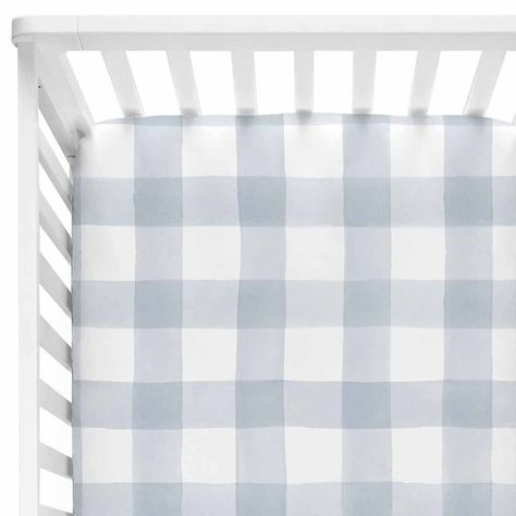 dusty blue gingham stretchy knit crib sheet Gingham Crib Sheet, Gingham Nursery, Blue Nursery Boy, Floral Crib Sheet, Caden Lane, Baby Boy Crib Bedding, Crib Bedding Boy, Baby Boy Cribs, Personalized Nursery Decor