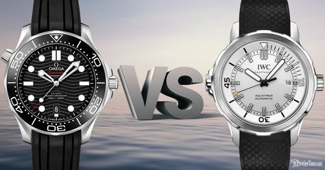 An in-depth comparison between two popular water-resistant diver watches. The Omega Seamaster and the IWC Aquatimer offer very competitive features but how do they differ from one another? Find out how in this detailed comparison. Iwc Aquatimer, Omega Planet Ocean, Omega Seamaster Diver 300m, Unique Pockets, Omega Watches, Iwc Watches, Diver Watch, Omega Seamaster Diver, Planet Ocean