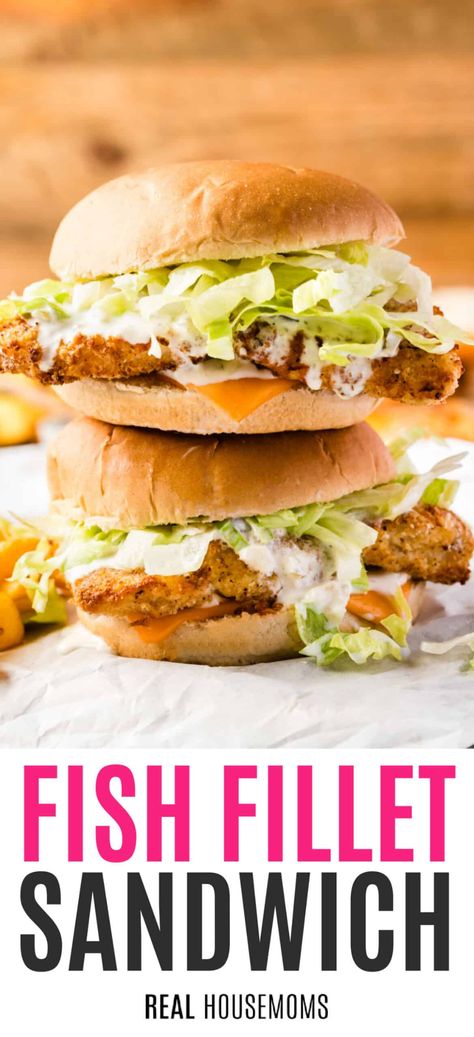 This fresh and easy Fish Fillet Sandwich with Homemade Tartar Sauce is the perfect dinner for fish Fridays and any other day of the week! #Realhousemoms #fishfillet #sandwich #homemade #tartarsauce #dinner #easyrecipe #copycat #talapia #cheese #seafood Battered Fish Sandwich, Fish Fillet Sandwich, Fish Sandwich Recipes, Fish Batter Recipe, Fish Recipes Baked, Seafood Diet, Homemade Tartar Sauce, Beer Battered Fish, Beer Battered