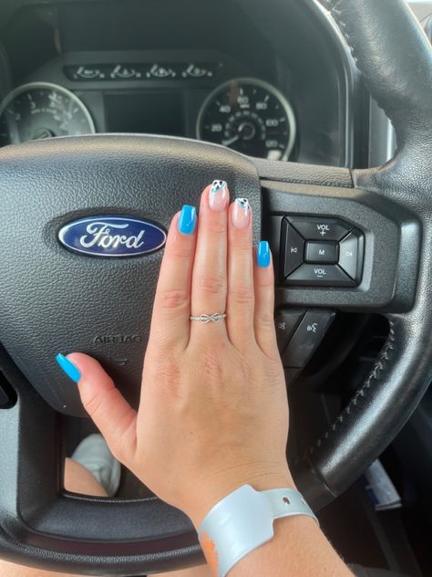 Cattle Brand Nails, Cow Print Nails With Blue, Cow Print Nails With Teal, Cow Print Nails Blue, Western Nails Blue, Blue Cow Print Nails, Turquoise Nails Western Cow Print, Fall Western Nails, Blue Cow Print