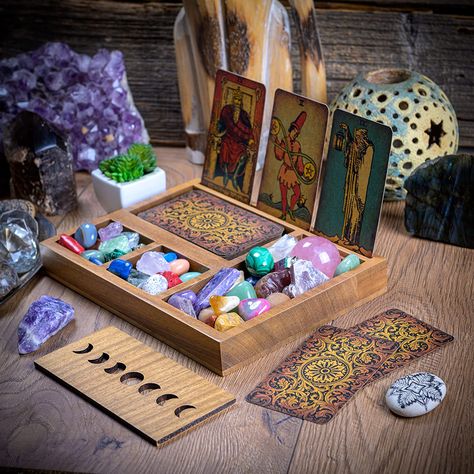 Amazon.com: Curawood: Tarot Stand Tarot Display, Alter Table, Tarot Card Holder, Witchcraft Decor, Spiritual Altar, Card Box Holder, Crystal Holder, Family Stickers, Wiccan Altar