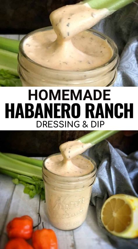 Dip For Chicken Wings, Habanero Ranch, Dip For Chicken, Habanero Recipes, Habanero Sauce, Easy Whole 30 Recipes, Habanero Hot Sauce, Ranch Dressing Recipe, Keto Diets