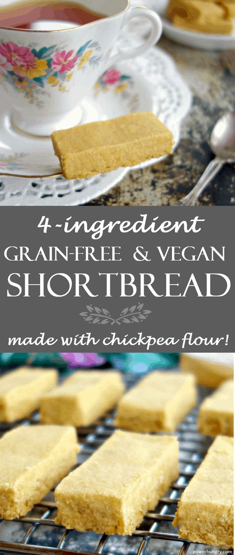 Chickpea Flour Shortbread Cookies {Grain-Free, Vegan} | power hungry Chickpea Flour Recipes, Vegan Shortbread Cookies, Healthy Vegan Cookies, Vegan Shortbread, Grain Free Cookies, No Flour Cookies, Power Hungry, Cookie Calories, Chickpea Flour