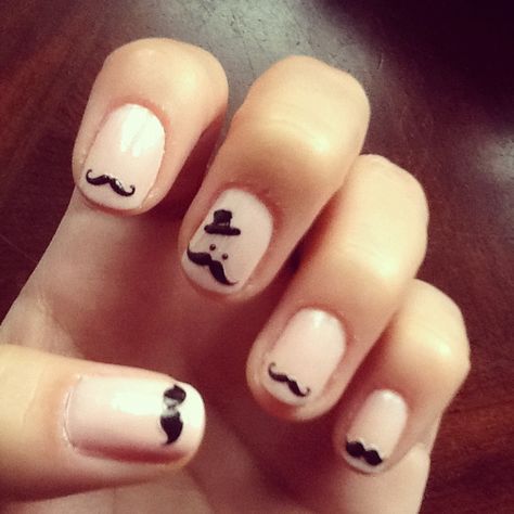 Cute mustache nails Movember Nails, Moustache Nails, Mustache Nails, Nail Tutorial Videos, Nail Stickers Decals, Cool Nail Designs, Nail Tutorials, Nail Stickers, Beautiful Nails