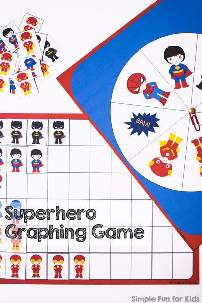 Superhero Graphing Game - Simple Fun for Kids Superhero Math Activities, Superhero Games For Kids, Superhero Lessons, Graphing Games, Superhero Preschool, Superhero Week, Superhero Math, Superhero Camp, Esl Preschool