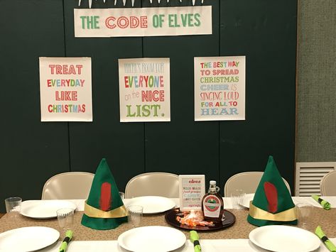 Buddy the Elf Party Elf Christmas Party Themes, Elf Party Ideas Buddy The, Buddy Elf Party, Elf Themed Party, Buddy The Elf Christmas Party, Buddy The Elf Party, Elf Birthday Party, Elf Printables Free, Elf Christmas Party