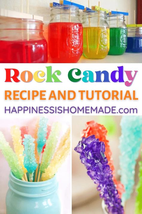 Rock Candy Recipe Easy Kool Aid, Kool Aid Rock Candy Experiment, Rock Candy Suckers Recipe, Rock Candy Bouquet, Flavored Rock Candy Recipe, Rock Candy Mocktail, Candy Rocks Recipe, Rock Candy Science Experiment, Diy Pop Rocks Candy