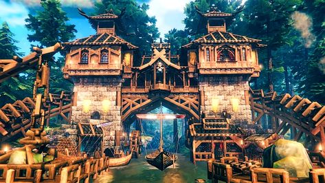 Ark Survival Evolved Bases, Terraria House Design, House Flipper, Viking House, Bridge House, Circular Buildings, Base Building, Ark Survival Evolved, Minecraft Construction