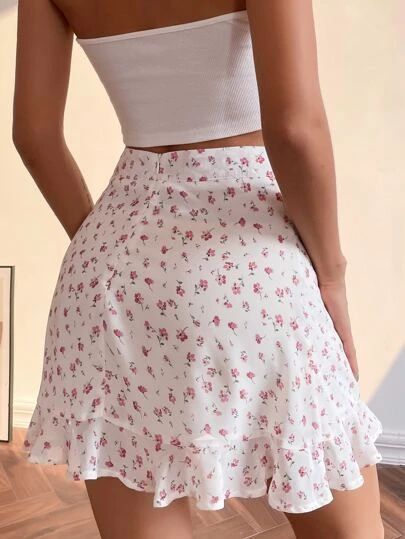 Ditsy Floral Skirt, Floral Skirt Outfits, Modern Skirt, Cute Skirt Outfits, Pretty Skirts, Fashion Top Outfits, Shein Outfits, Women Skirts, Floral Print Skirt