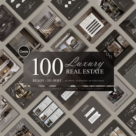 Social Media Aesthetic, Realtor Templates, Media Aesthetic, Luxury Instagram, Real Estate Marketing Strategy, Marketing Strategy Template, Strategy Template, Real Estate Social Media, Template Social Media