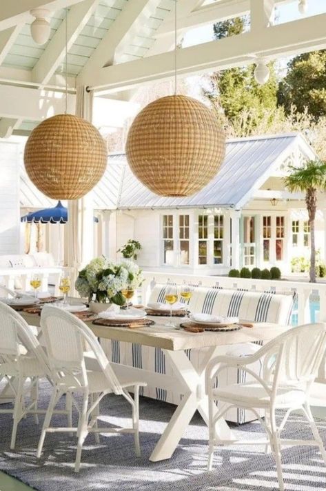 Enclosed Patio Ideas, French Bistro Chairs, Rooms Ideas, Bistro Chairs, Walls Room, Outdoor Pendant, Decoration Inspiration, Serena & Lily, Outdoor Dining Area