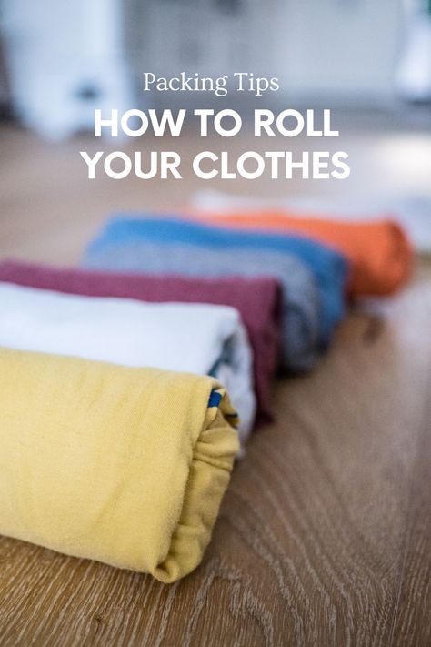 Tips On Packing A Suitcase, Luggage Folding Hacks, Roll T Shirts For Packing, Folding For Travel Packing Tips, How To Fold Clothes In Suitcase, How To Fold Clothes For Small Spaces, Packing Clothes In Suitcase, Packing Tricks Travel, How To Roll Up Clothes For Packing