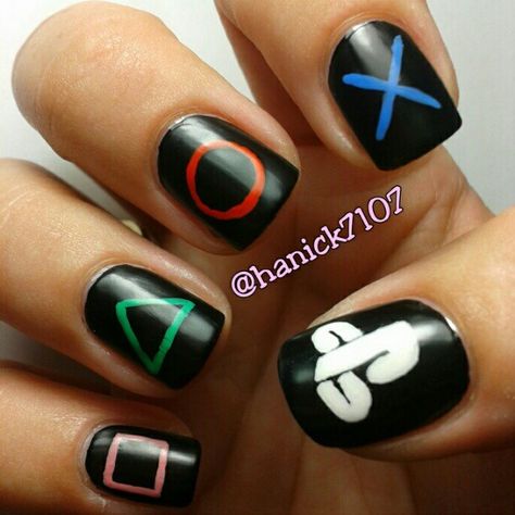 playstation by hanick7107 #nail #nails #nailart Geeky Nails, Nerdy Nails, Playstation Party, Days Challenge, Color Club, Crumpets, Art Story, Nail Varnish, Colored Highlights