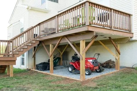 Creating Storage Under a Raised Deck Creating Storage, Under Deck Storage, Deck Enclosures, Deck Building Plans, Under Deck, Laying Decking, Raised Deck, Deck Storage, Building A Porch