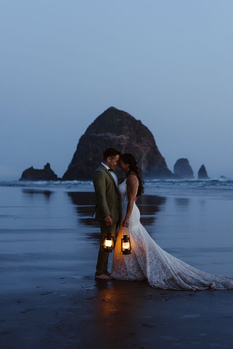 Beach Cliff Wedding Ceremony, Cannon Beach Oregon Wedding, Most Beautiful Places To Elope, Capella By The Sea Oregon, Private Elopement Ceremony, Cannon Beach Oregon Elopement, Canon Beach Elopement, Elopement Ideas Beach, Cannon Beach Elopement