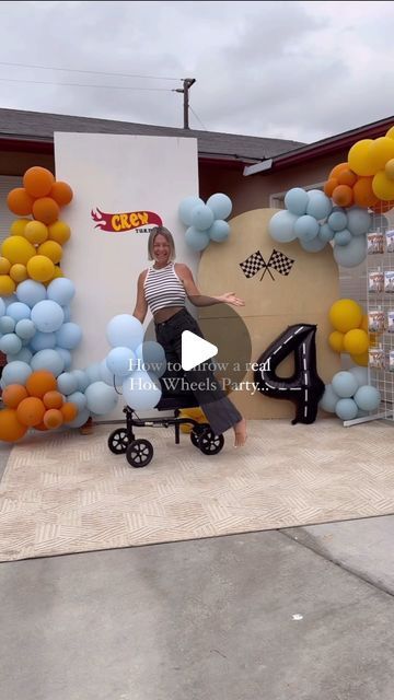 Bonnie Stone | Honest Mom Life on Instagram: "The only way throw a DIY Hot Wheels party when you sprain your ankle 48hours prior. The Knee Scooter won the race 🏁" Knee Scooter, Hot Wheels Party, Balloon Wall, The Race, The Only Way, Mom Life, The Knee, Wheel, Stone