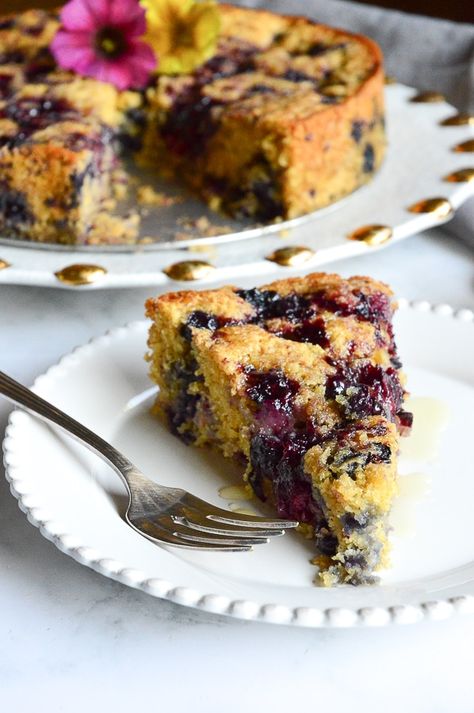 Blackberry Cornbread Cake, Cornmeal Coffee Cake, Blackberry Breakfast Cake, Blackberry Coffee Cake Recipes, Blackberry Cornbread, Cornbread Cakes, Cornmeal Cake Recipe, Blueberry Corn Muffins, Blackberry Cake Recipe