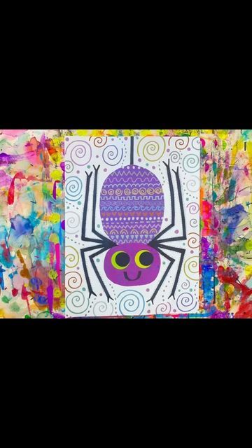 Katie Allain 🎨 on Instagram: "Super Cutie Line/Pattern Spiders inspired by @garethlucasart Stay tuned for the step-by-step tutorial for this project! 💜💜💜" Spider Art For Kindergarten, Spider Art Project, Spider Art Projects For Kids, Spider Crafts Preschool, Sa Art, Spider Crafts, Fall Art Projects, Spider Art, Elementary Art Projects