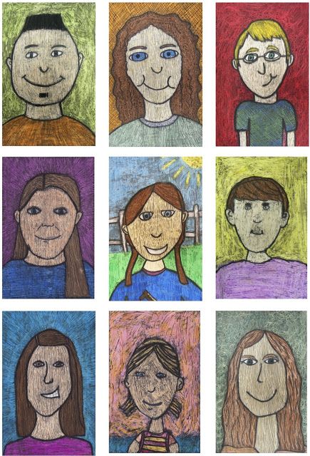 The Rolling Artroom: Self Portraits 4th-6th Grade Drawing Trace, Elementary Yearbook, Portraits Pencil, Self Portrait Kids, Portraits For Kids, School Magazine, Elementary Art Classroom, Self Portrait Drawing, Self Portrait Art