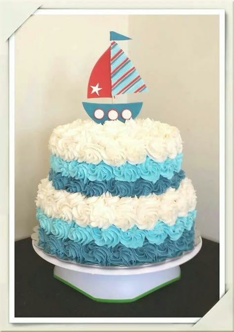 Nautical baby shower cake Baby Shower Food For Boy, Nautical Baby Shower Cake, Boy Cupcakes, Baby Shower Cupcakes For Boy, Boat Cake, Nautical Cake, Cupcakes For Boys, Baby Shower Cakes For Boys, Ideas Baby Shower