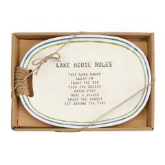 Lake House Rules Plate Decor by Mud Pie Redwood City California, Lake House Kitchen, Lake Time, Redwood City, Plate Decor, Kitchen Must Haves, House Rules, Jute Rope, Ceramic Plate